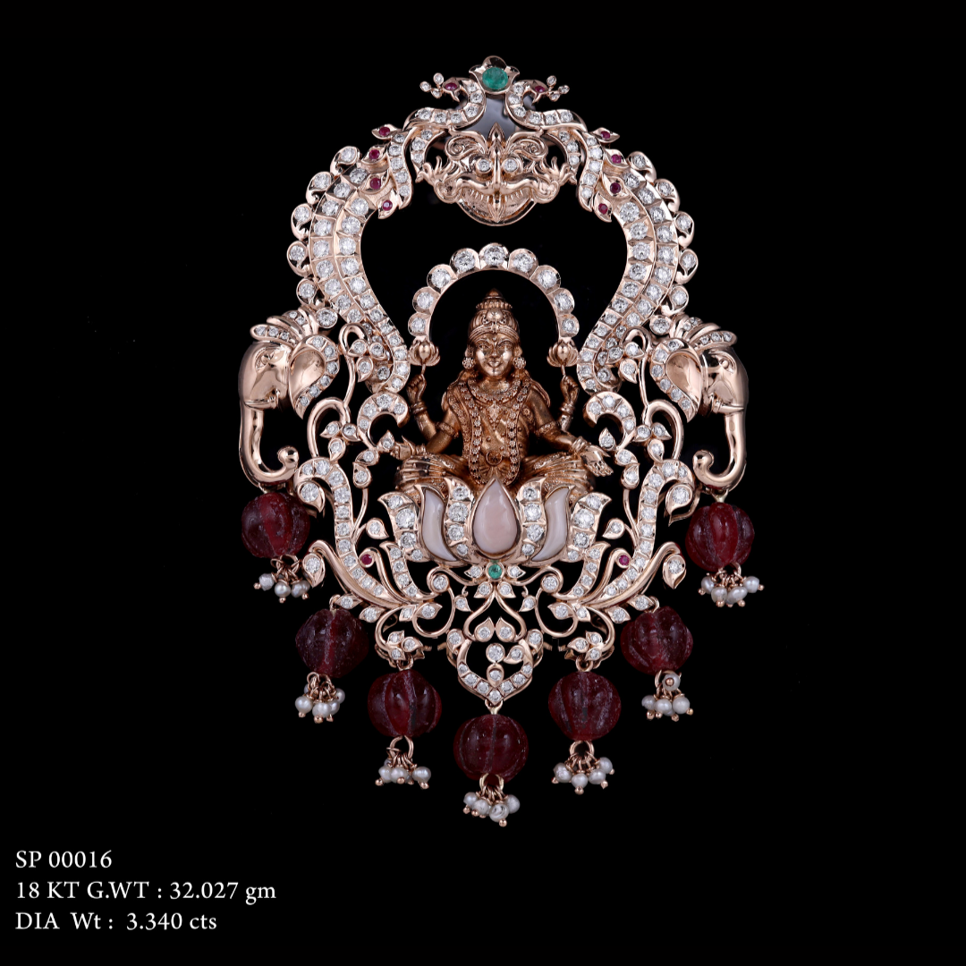 Kimtee Jewellers - God Laxmi With Elephants Pendant